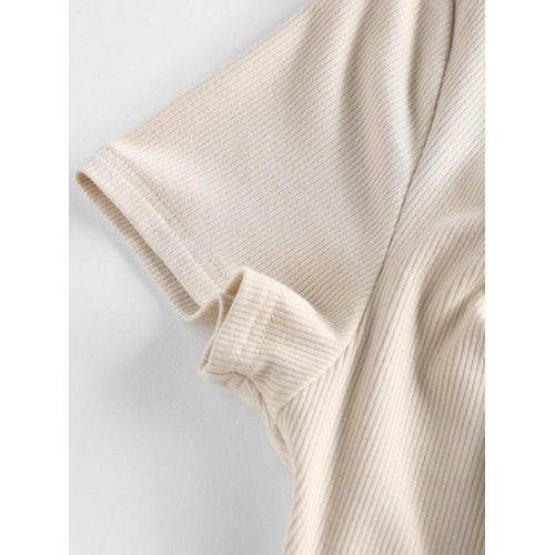 Ribbed Ruched Cutout Crop Tee Ribbed Ruched Cutout Crop Tee