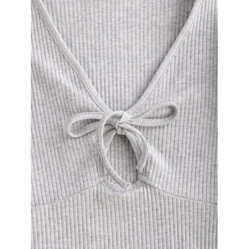 Rib-knit Lettuce Trim Marled Keyhole Baby Tee Rib-knit Lettuce Trim Marled Keyhole Baby Tee