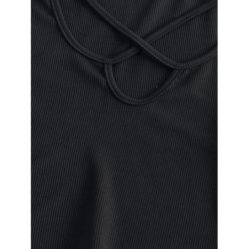 Ribbed Criss Cross Slim Crop Tee Ribbed Criss Cross Slim Crop Tee