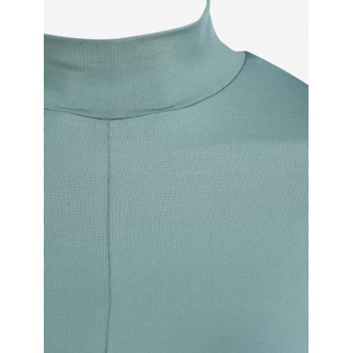 Crossover Hem Mock Neck Crop T Shirt
