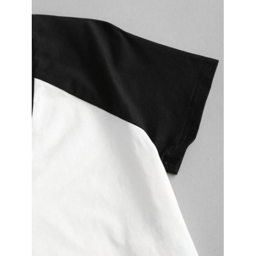 Raglan Sleeve Two Tone Cropped T-shirt