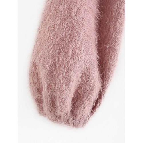 Cropped Twisted Front Fuzzy Textured Top