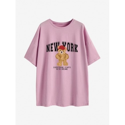 Letter Bear Graphic Oversized T-shirt