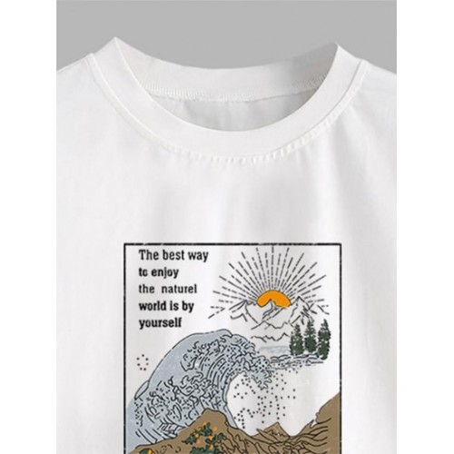 Sea Waves Graphic Cropped Tee