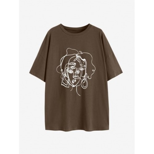 Sketch Women Print Drop Shoulder T Shirt