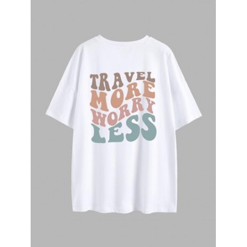 Oversized TRAVEL MORE WORRY LESS Graphic T-shirt