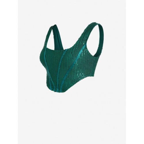 Sequined Piping Corset-style Tank Top Sequined Piping Corset-style Tank Top