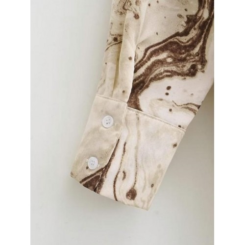 Marble Print Drop Shoulder High Low Shirt Marble Print Drop Shoulder High Low Shirt