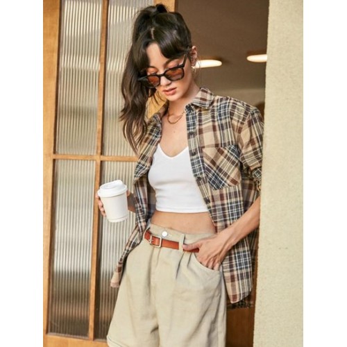 Plaid Pocket Button Up Shirt