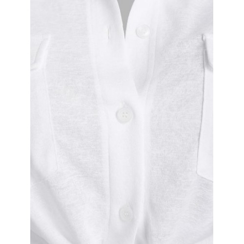 Semi Sheer Pocket Tied Shirt Semi Sheer Pocket Tied Shirt