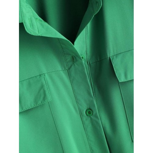 Drop Shoulder Pocket Loose Shirt