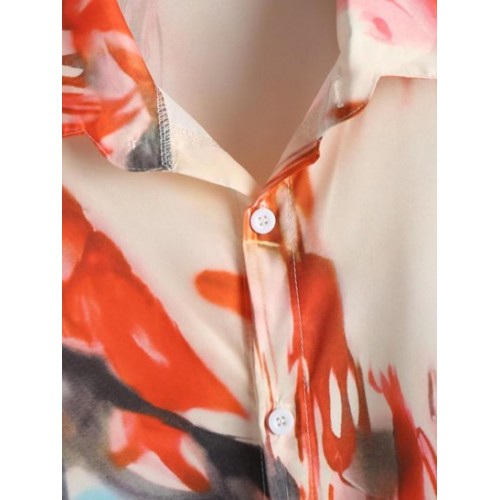 Graphic Print Button Up Casual Oversized Shirt Graphic Print Button Up Casual Oversized Shirt