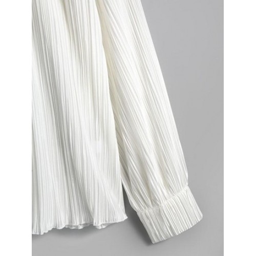 Plisse V Notched Drop Shoulder Shirt