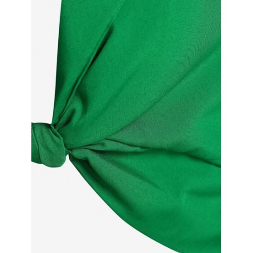 Knotted Lapel Crop Shirt Knotted Lapel Crop Shirt