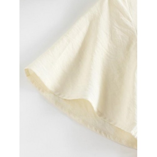 Smocked Waist Peplum Hem Surplice Blouse