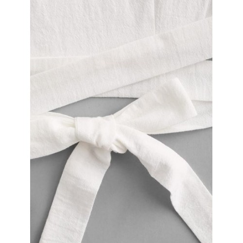 Surplice Plunging Wrap Waist Blouse