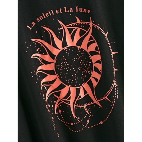 Sun Slogan Print Drop Shoulder Oversized T Shirt