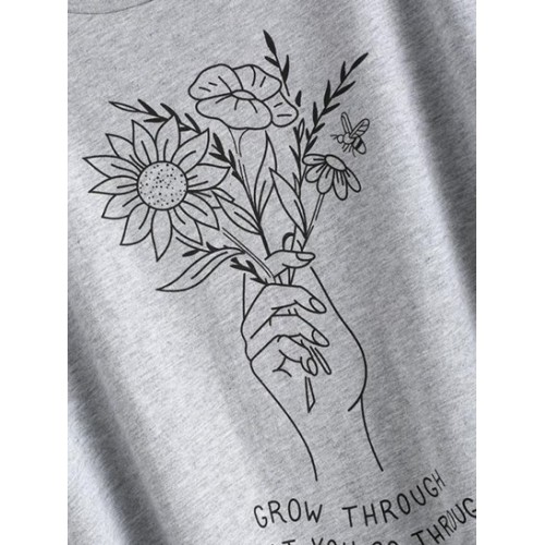 Sketch Flower Oversized Drop Shoulder Boyfriend Tee Sketch Flower Oversized Drop Shoulder Boyfriend Tee