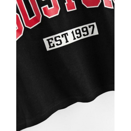 Letter Graphic Crop T Shirt