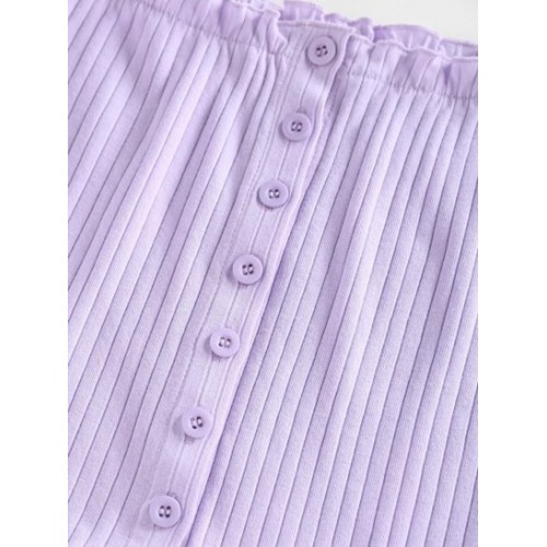 Ribbed Lettuce Frilled Crop Baby Tee Ribbed Lettuce Frilled Crop Baby Tee