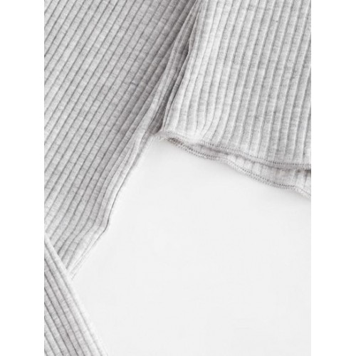 Rib-knit Lettuce Trim Marled Keyhole Baby Tee Rib-knit Lettuce Trim Marled Keyhole Baby Tee