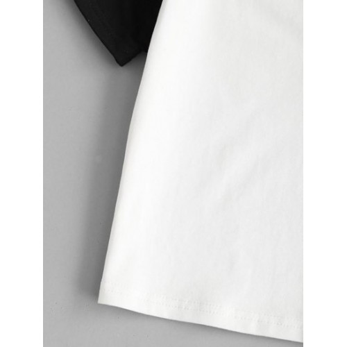 Raglan Sleeve Two Tone Cropped T-shirt