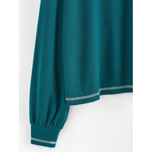 Chest Pocket Topstitching Drop Shoulder Knit Tee