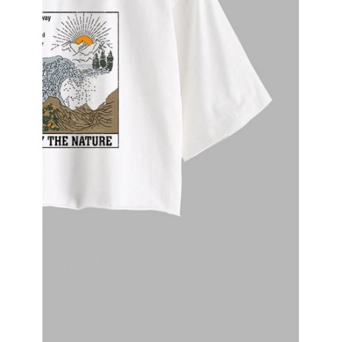 Sea Waves Graphic Cropped Tee