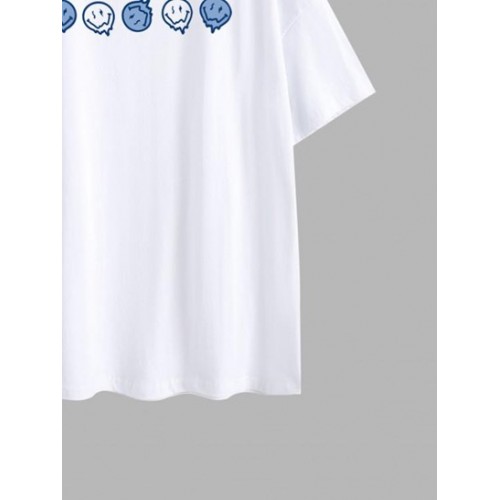 Positive Smiling Face Print Drop Shoulder T Shirt Positive Smiling Face Print Drop Shoulder T Shirt