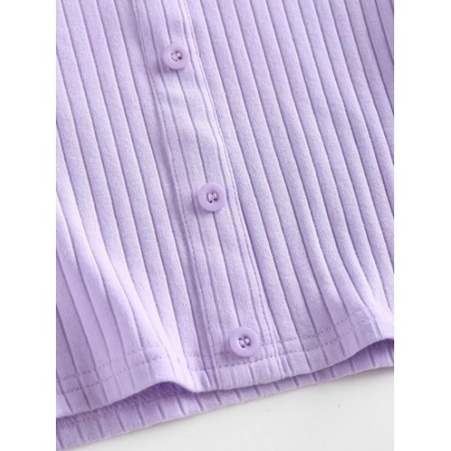 Ribbed Lace Insert Mock Button T Shirt Ribbed Lace Insert Mock Button T Shirt